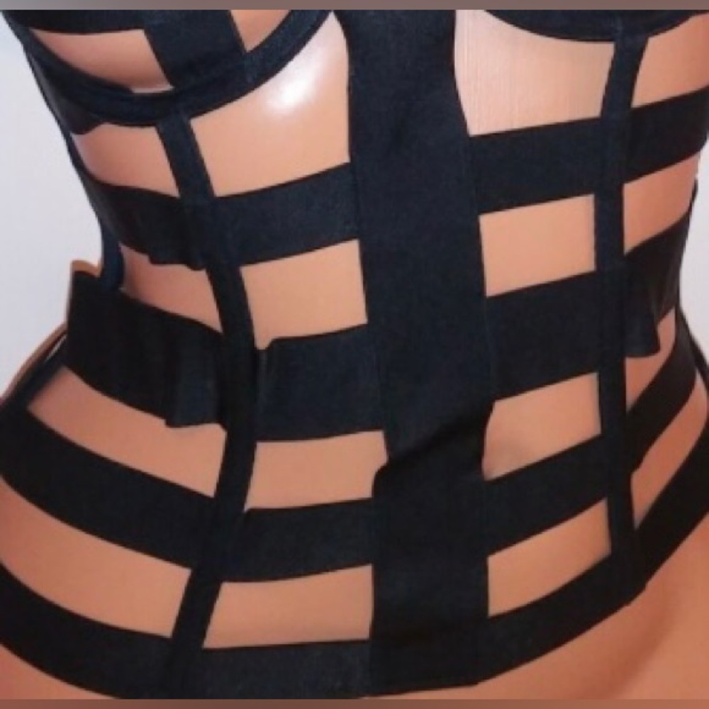Victorias Secret Womens Caged Corset Strappy Lingerie Black Size 36B